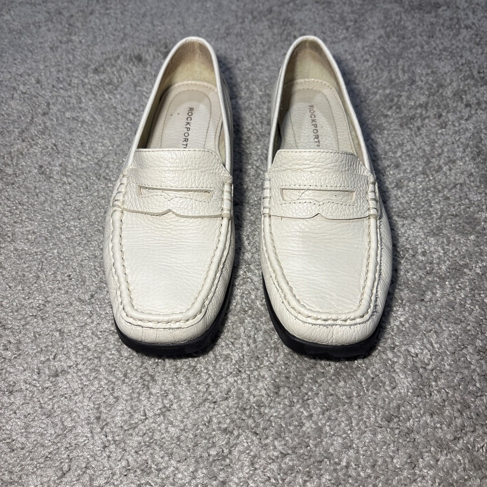 Men's Size 7 1/2 Rockport White with Brown Sole Leather Dress Shoes